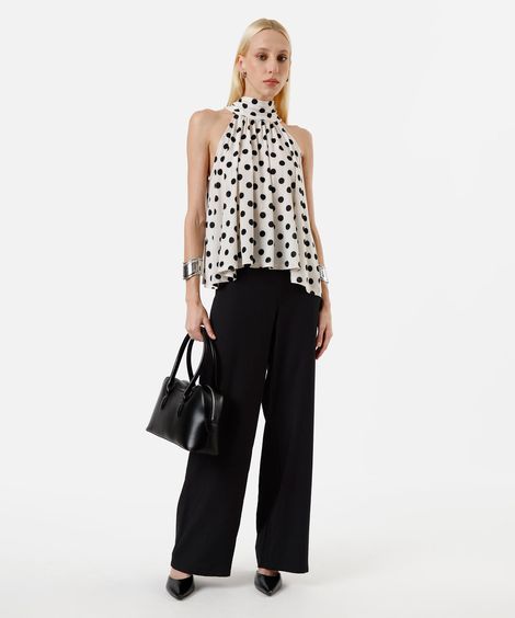 calça reta de alfaiataria feminina com viscose preta