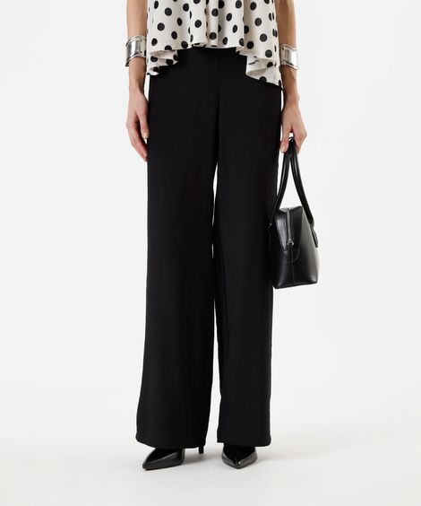 calça reta de alfaiataria feminina com viscose preta