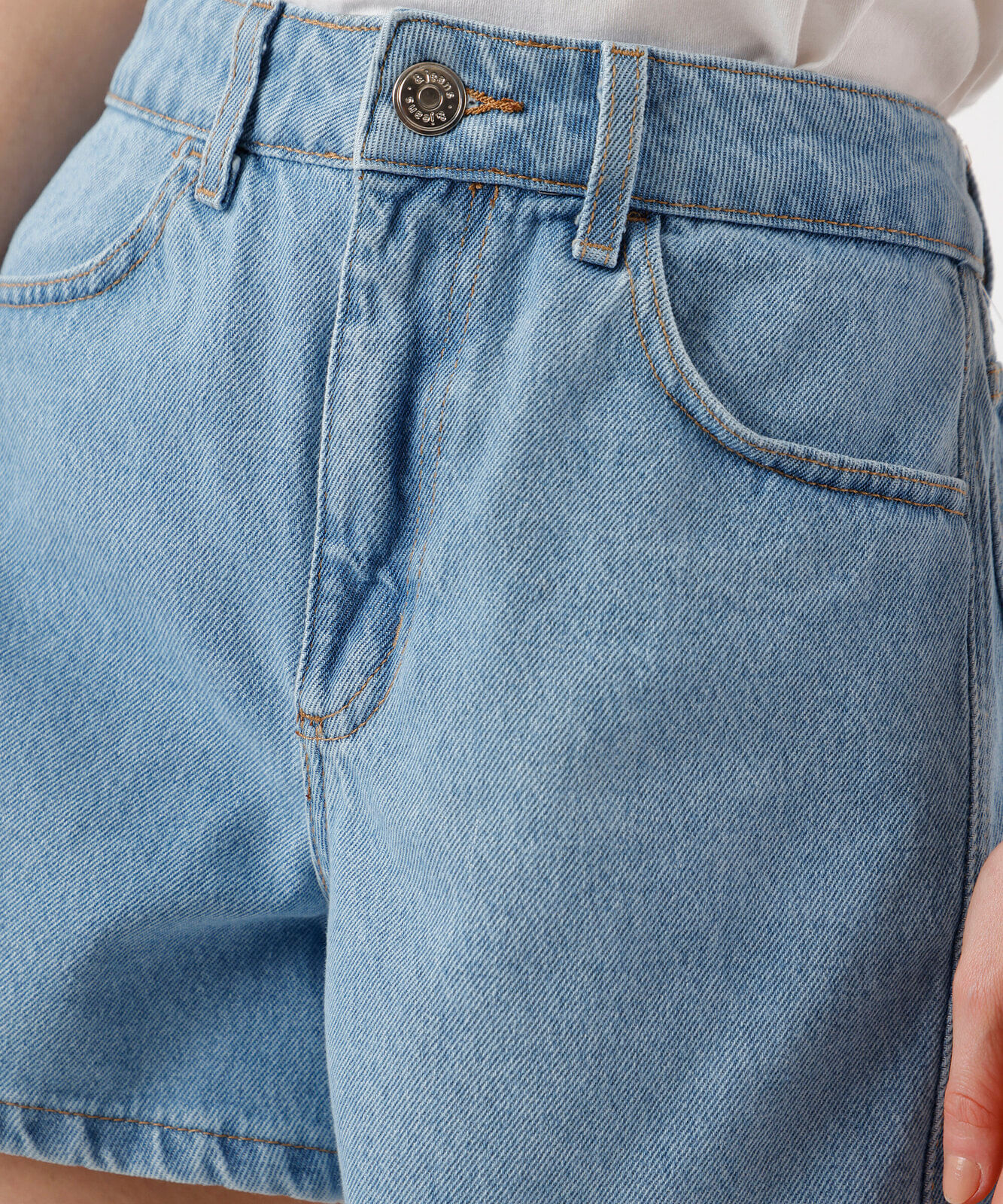 short boy feminino jeans cintura alta azul