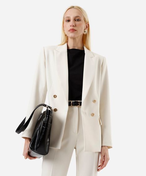 blazer de alfaiataria feminino com viscose bege