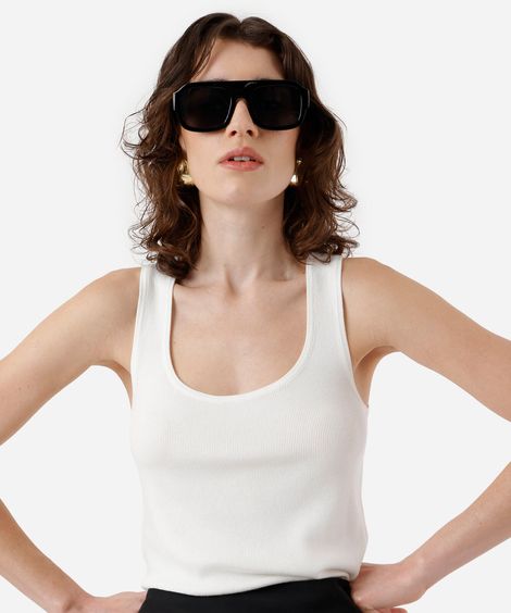 regata de tricot feminina texturizada off white