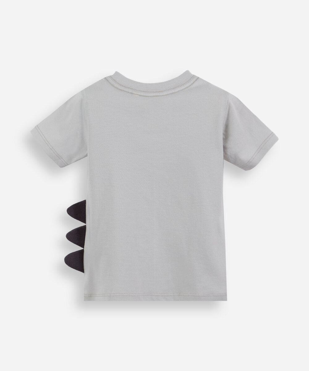 camiseta infantil de algodão jurassic park cinza