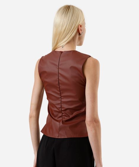 regata feminina de poliuretano franzida vinho