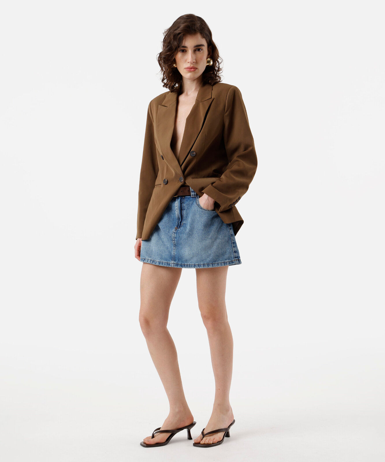 short saia feminino jeans cintura alta azul