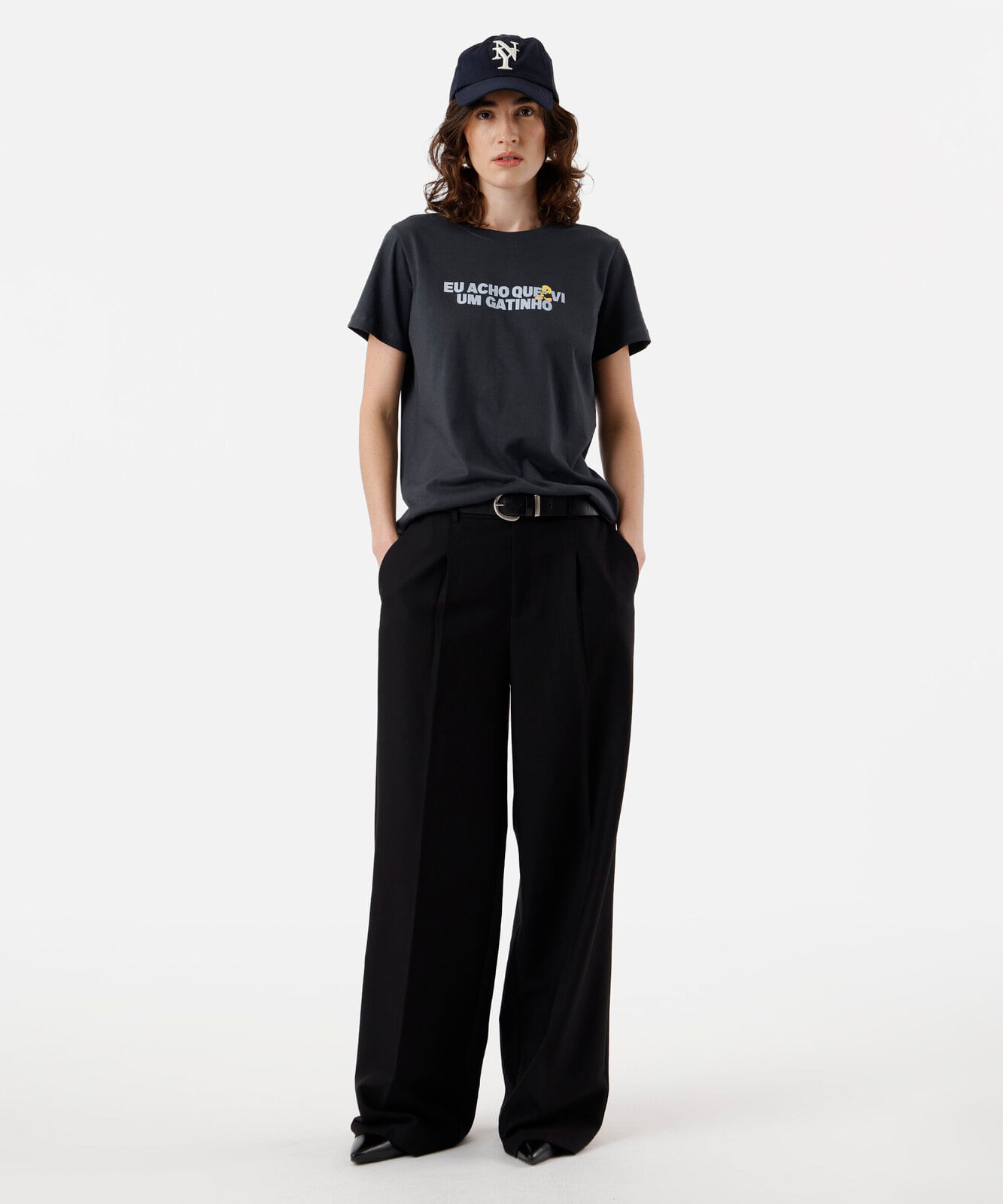 camiseta feminina de algodão piu piu cinza