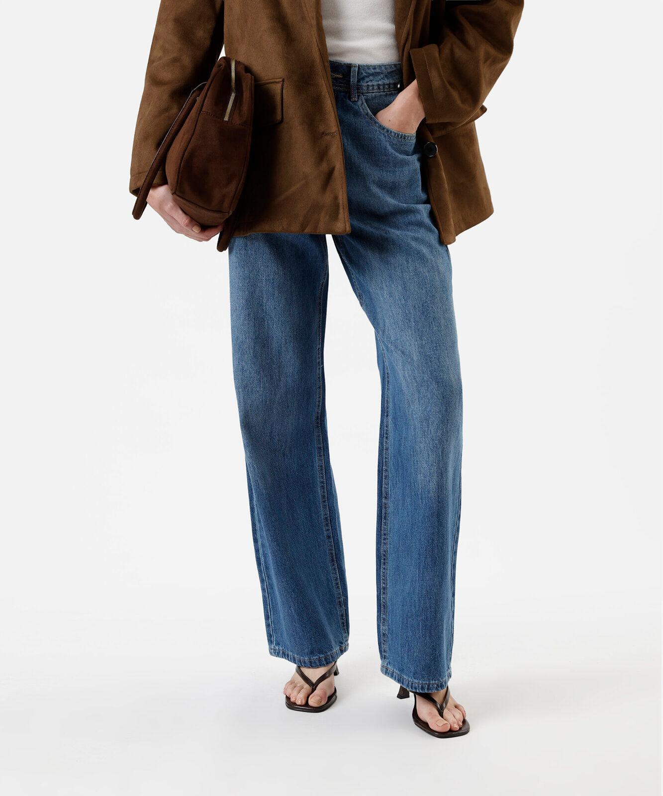 calça wide leg slim feminina jeans azul
