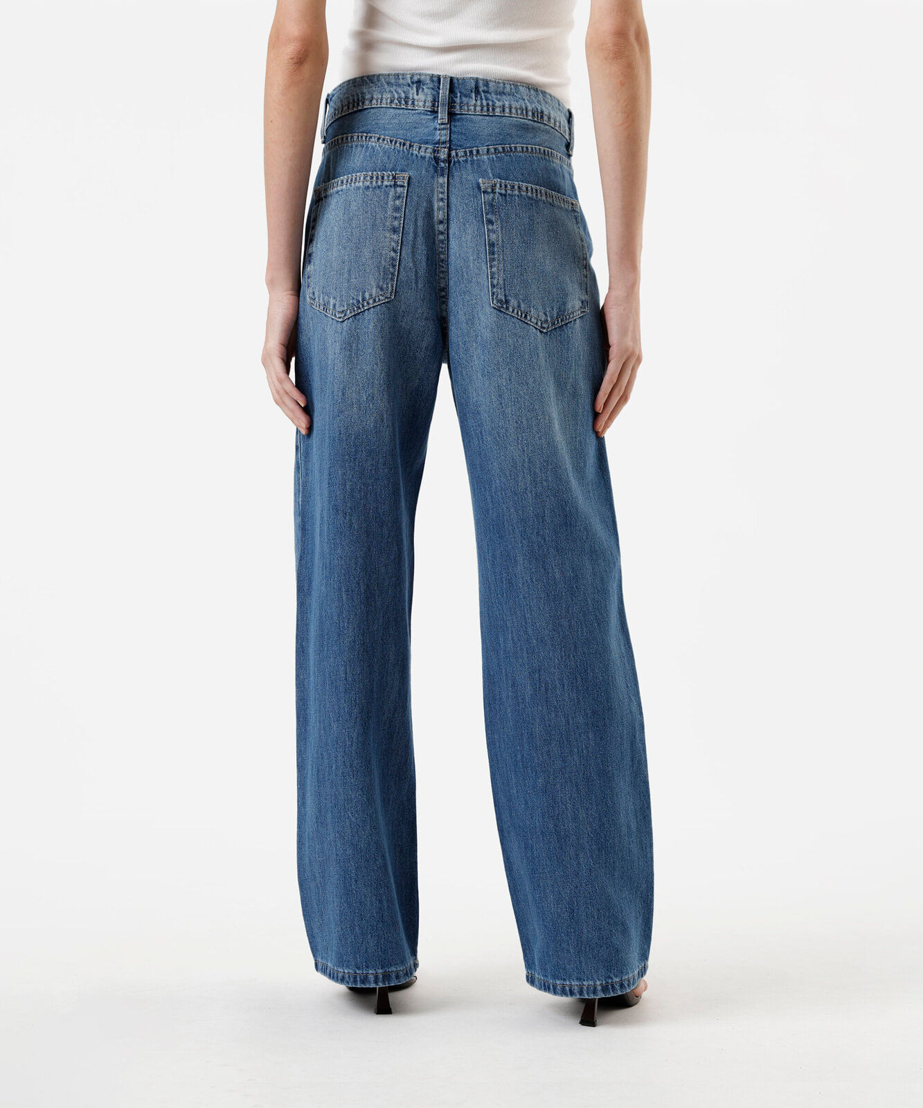 calça wide leg slim feminina jeans azul