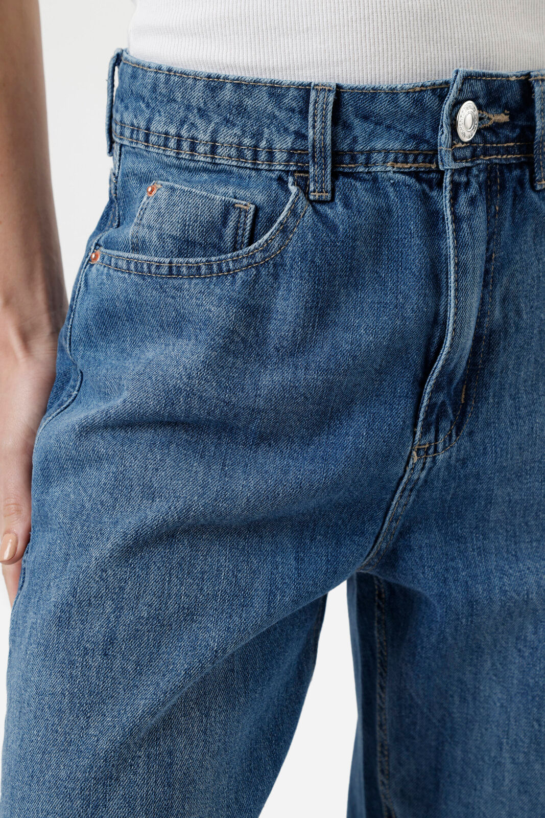 calça wide leg slim feminina jeans azul