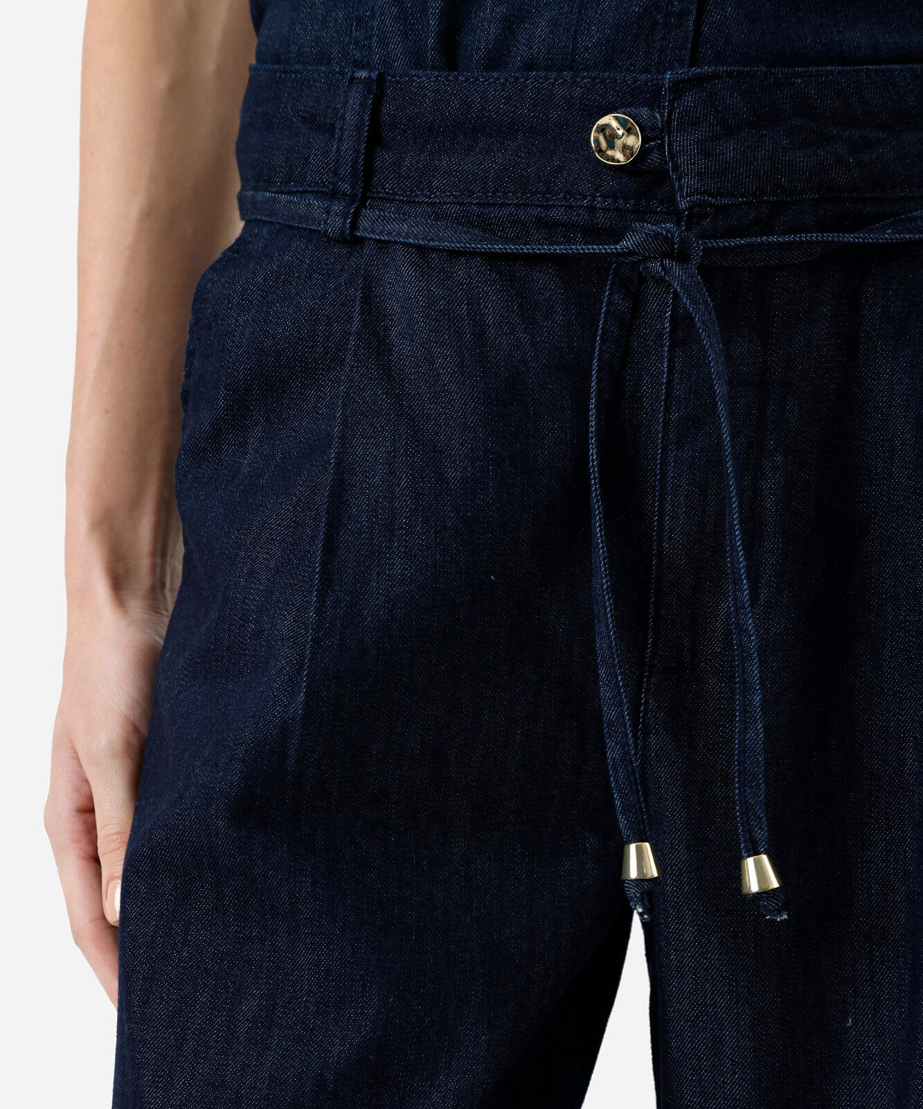 calça feminina jeans wide leg slim cintura média com cinto azul