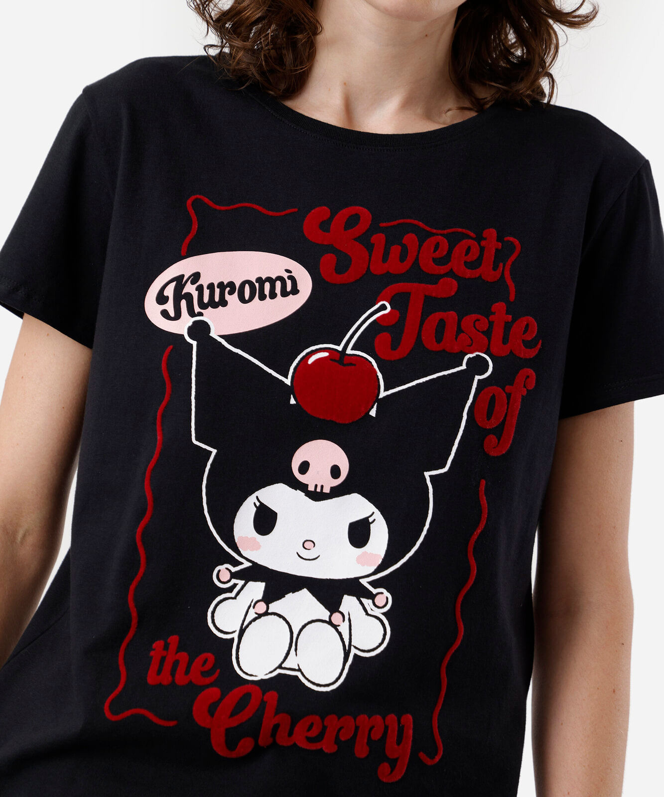 camiseta feminina de algodão texturizada preta