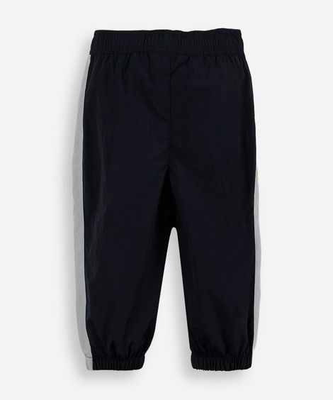 calça jogger esportiva infantil de poliamida com recortes preta