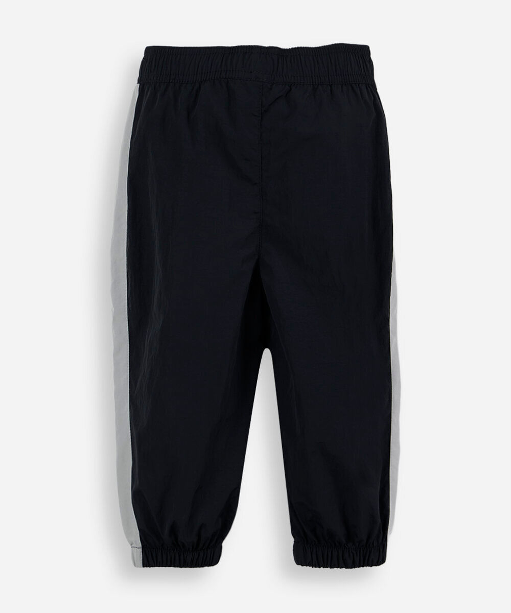 calça jogger esportiva infantil de poliamida com recortes preta