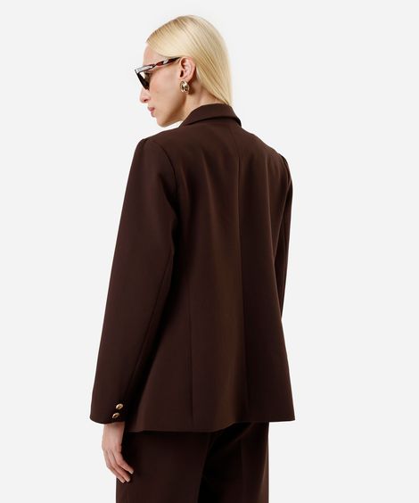 blazer de alfaiataria feminino com viscose marrom