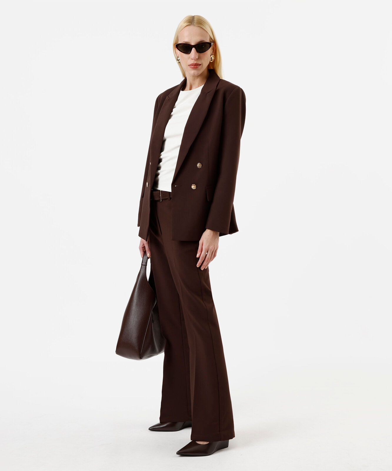 blazer de alfaiataria feminino com viscose marrom