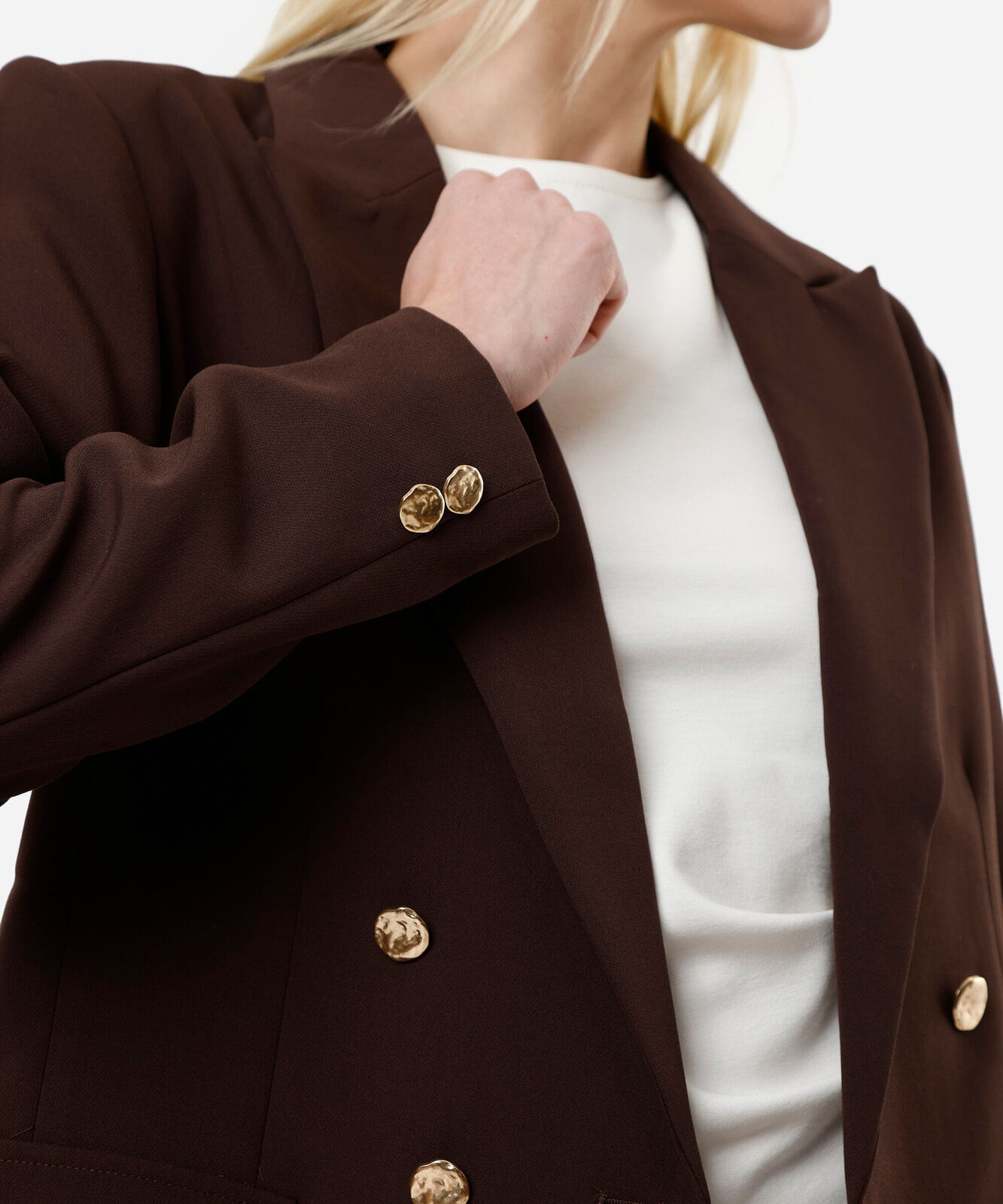blazer de alfaiataria feminino com viscose marrom