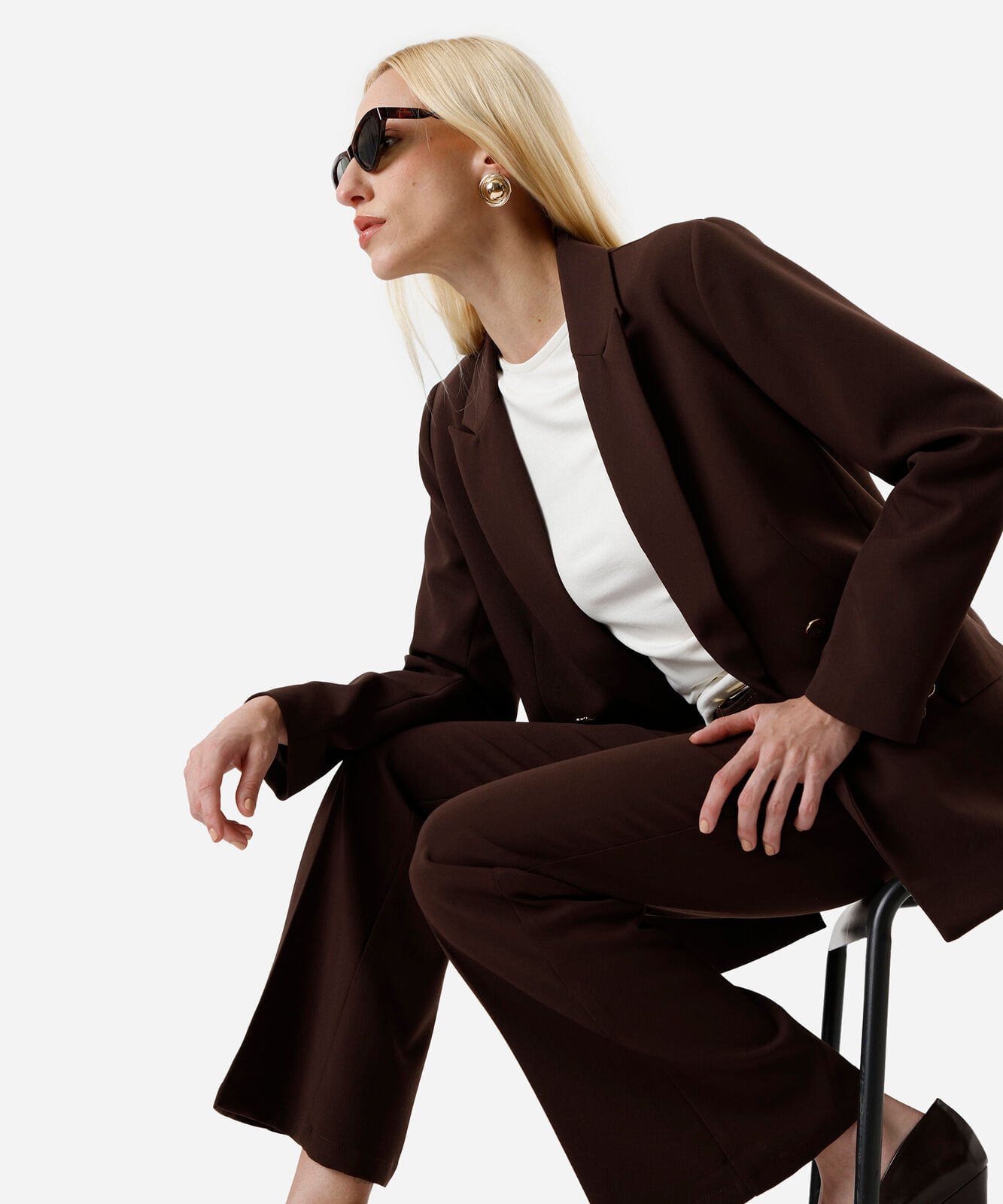 blazer de alfaiataria feminino com viscose marrom
