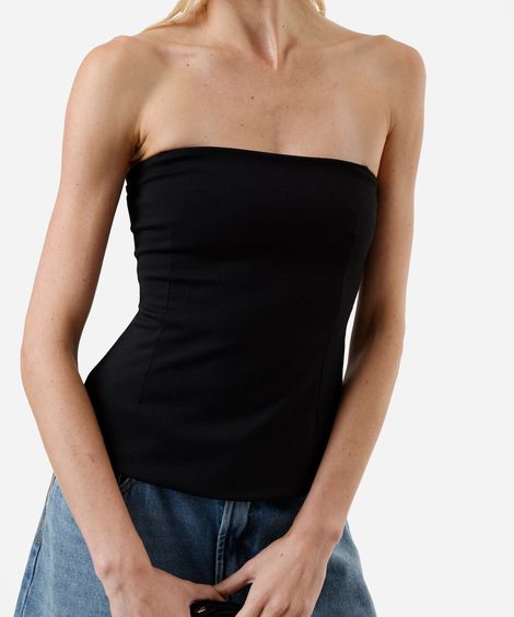 blusa peplum feminina sem alça preta