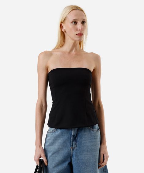 blusa peplum feminina sem alça preta