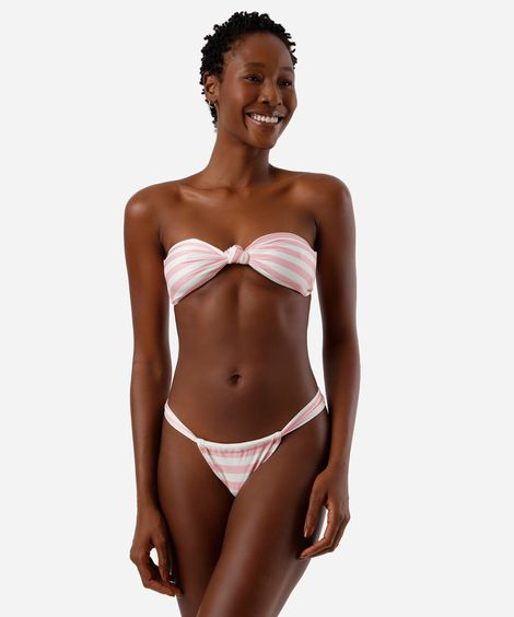 calcinha de biquíni feminina tanga cortininha listra rosa
