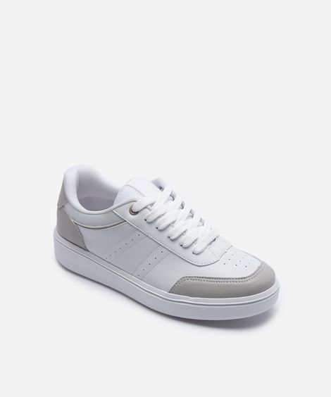 tênis casual com recortes branco