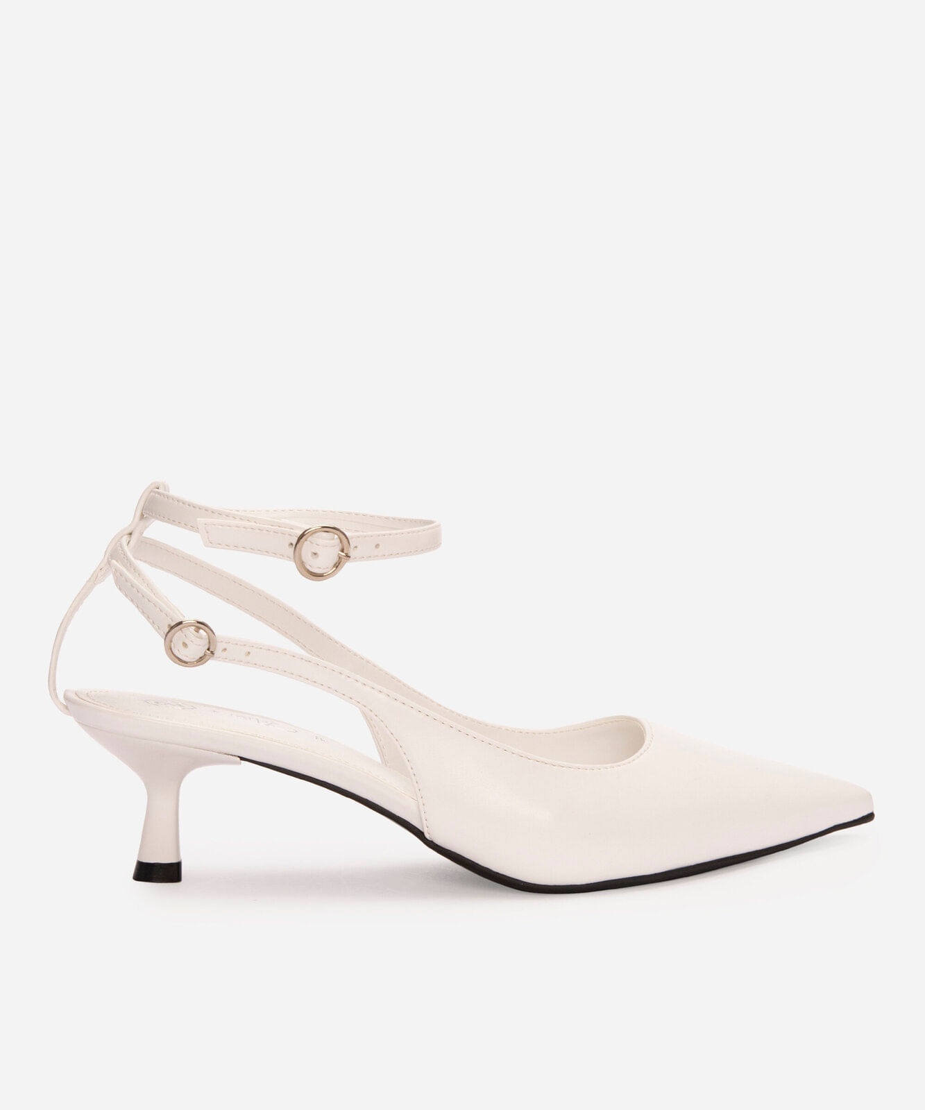 scarpin bico fino salto médio patbo branco