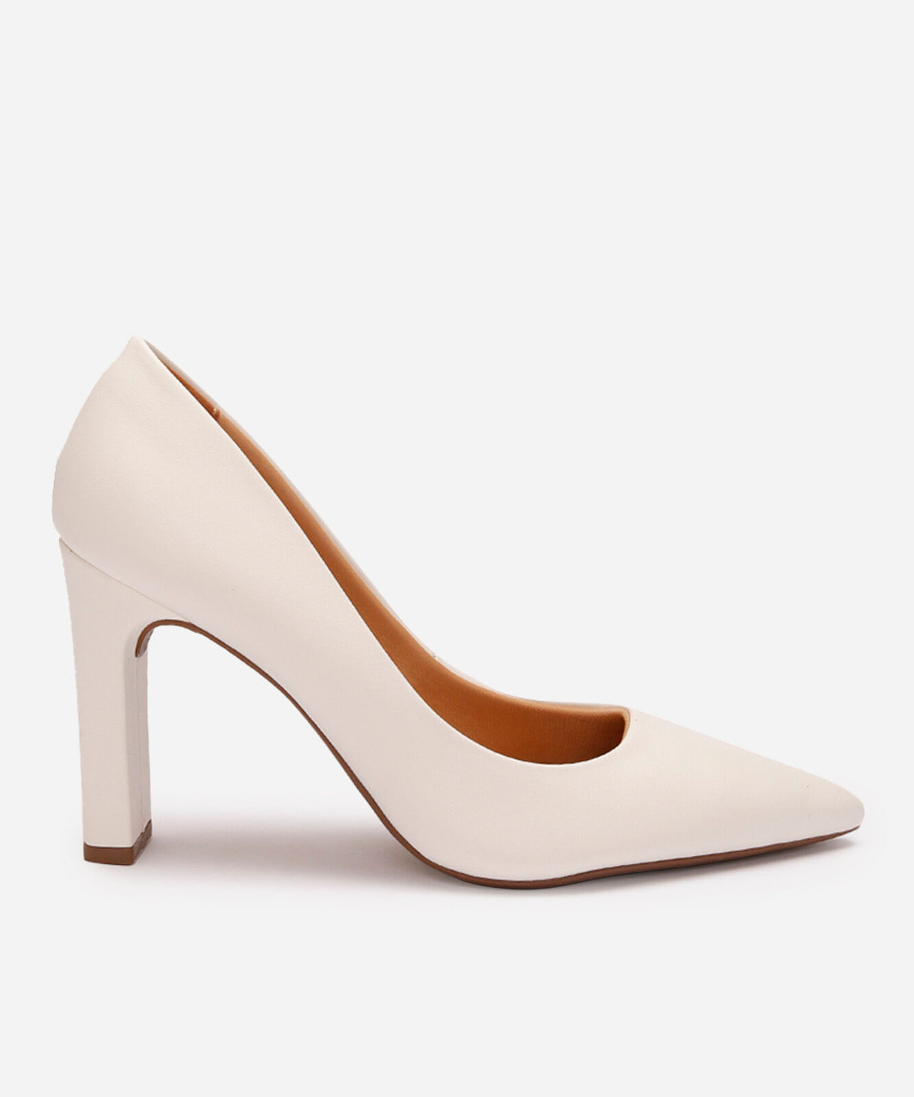 scarpin bico fino salto alto oneself branco