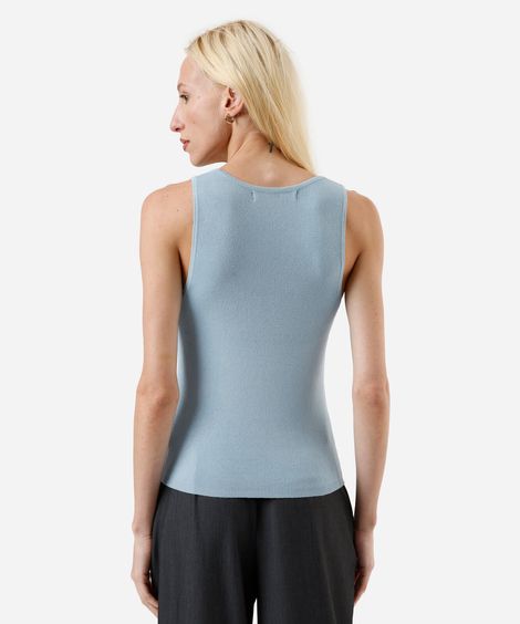 regata de tricot feminina texturizada azul