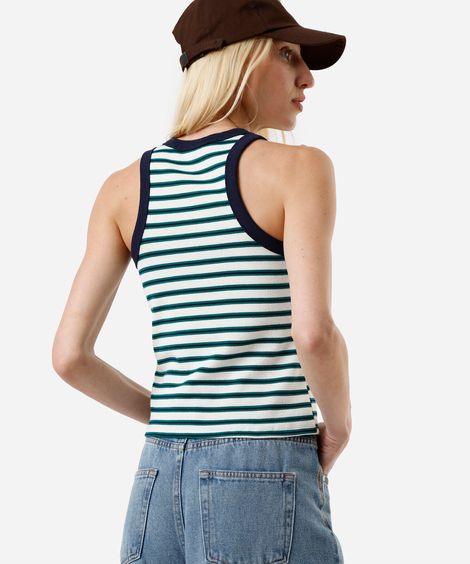 regata feminina halterneck listrada canelada colorida