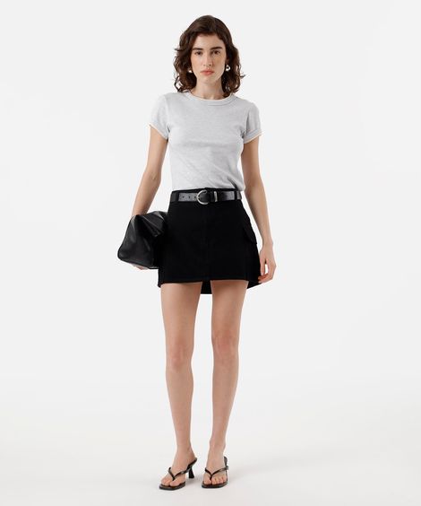 short saia cargo feminino de sarja preto