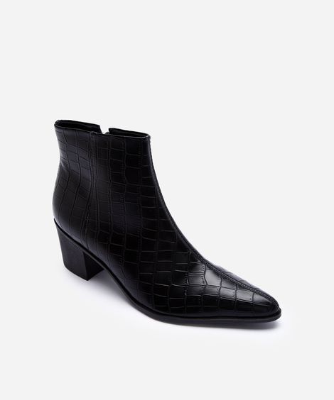 bota western cano curto bico fino croco preta