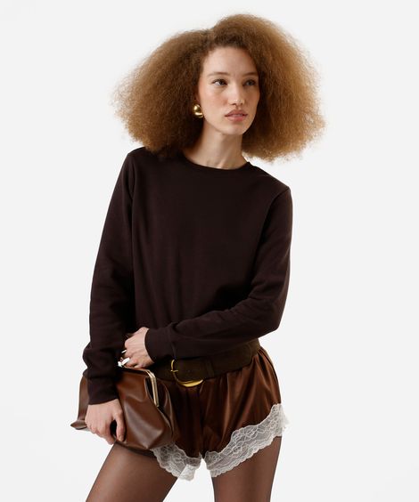 blusa de moletom manga raglan marrom
