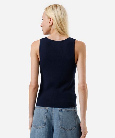 regata de tricot feminina texturizada azul