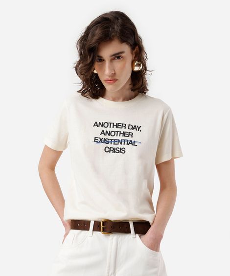 camiseta feminina de algodão estampada amarela