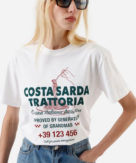 camiseta feminina de algodão estampada oversized off white