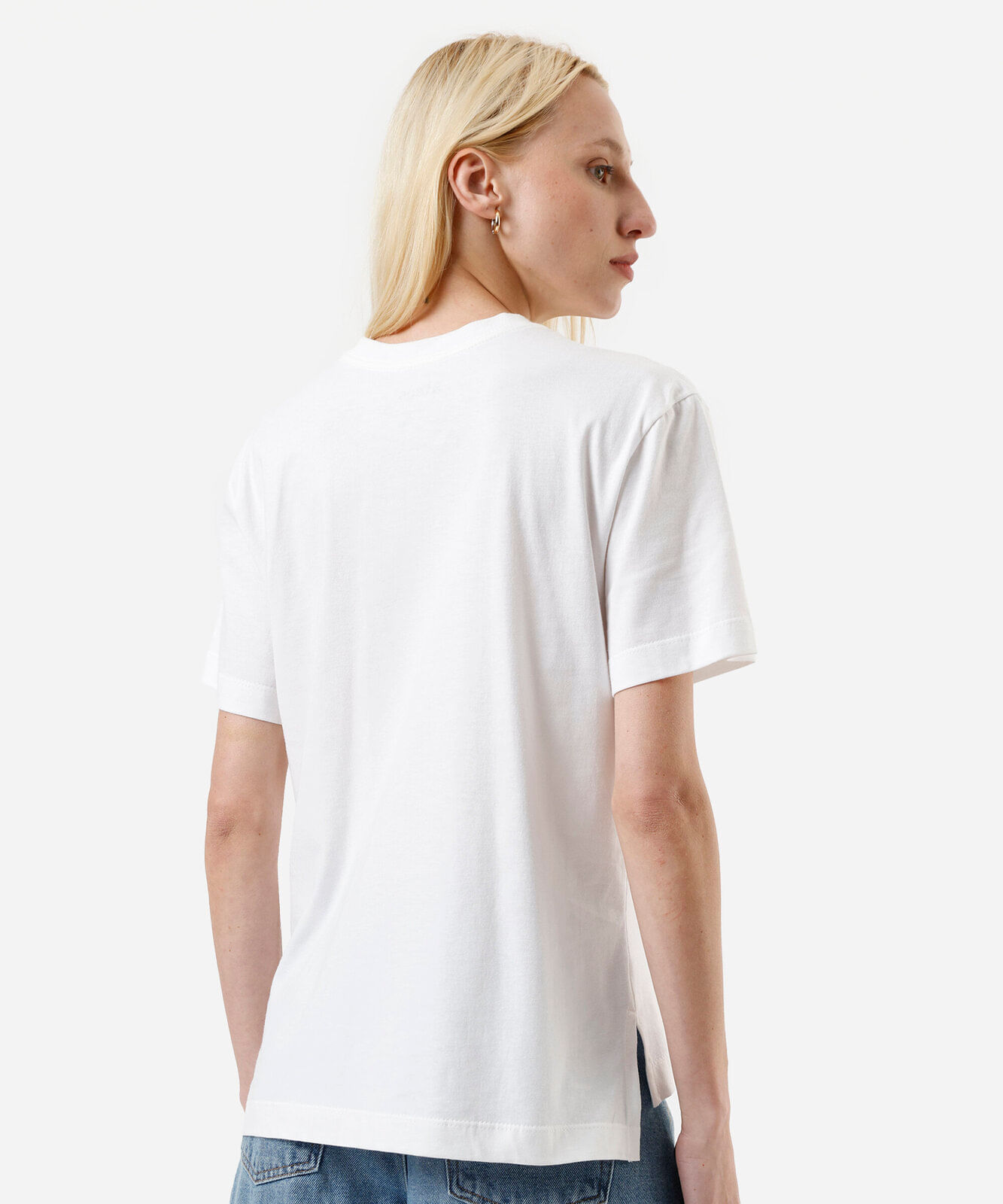 camiseta feminina de algodão estampada oversized off white