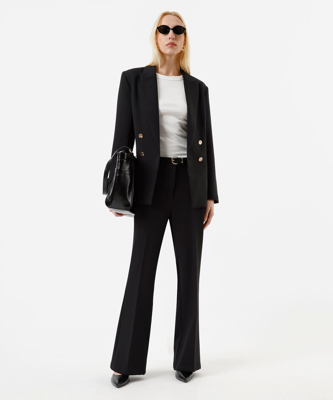 blazer de alfaiataria feminino com viscose preto