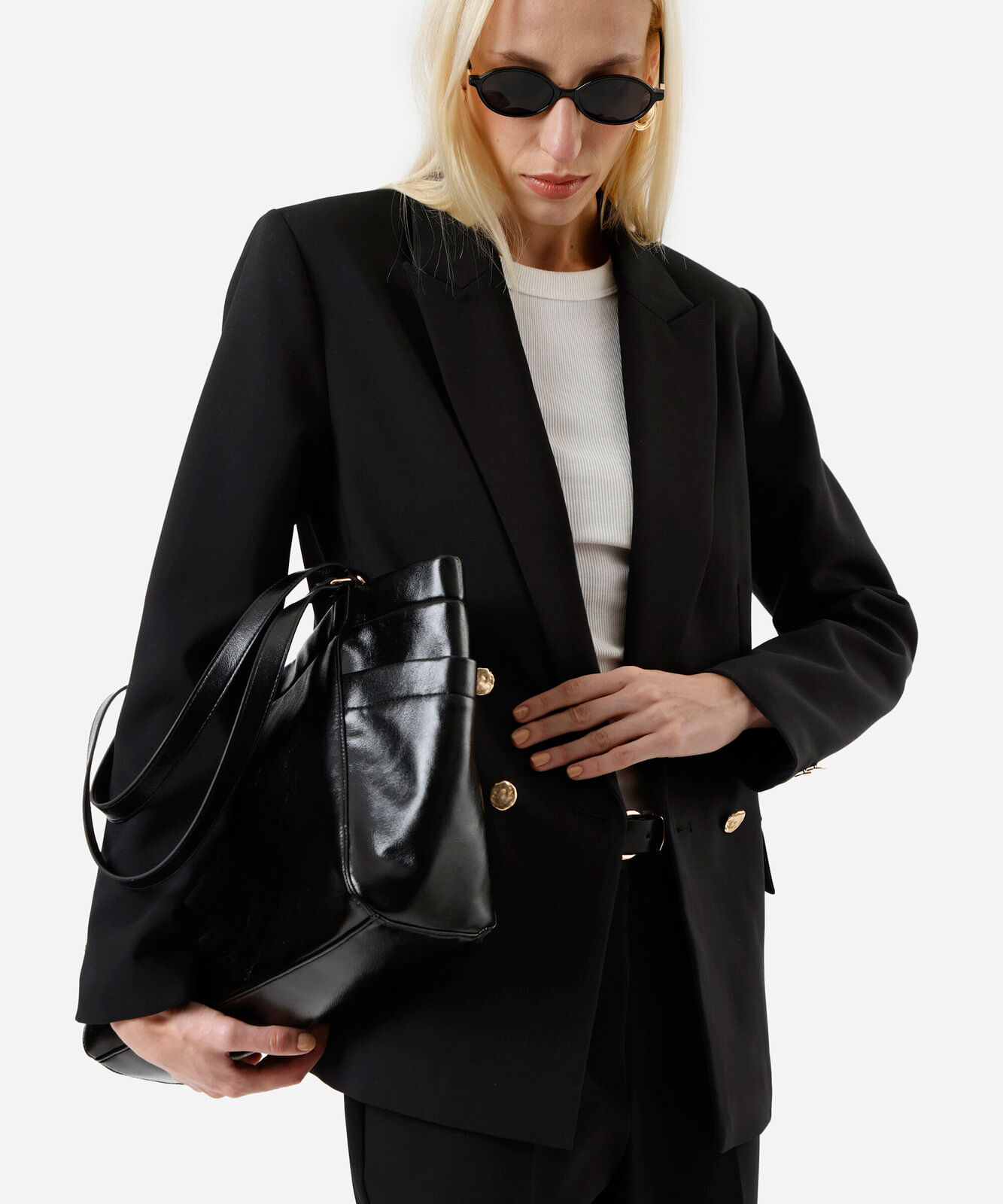 blazer de alfaiataria feminino com viscose preto