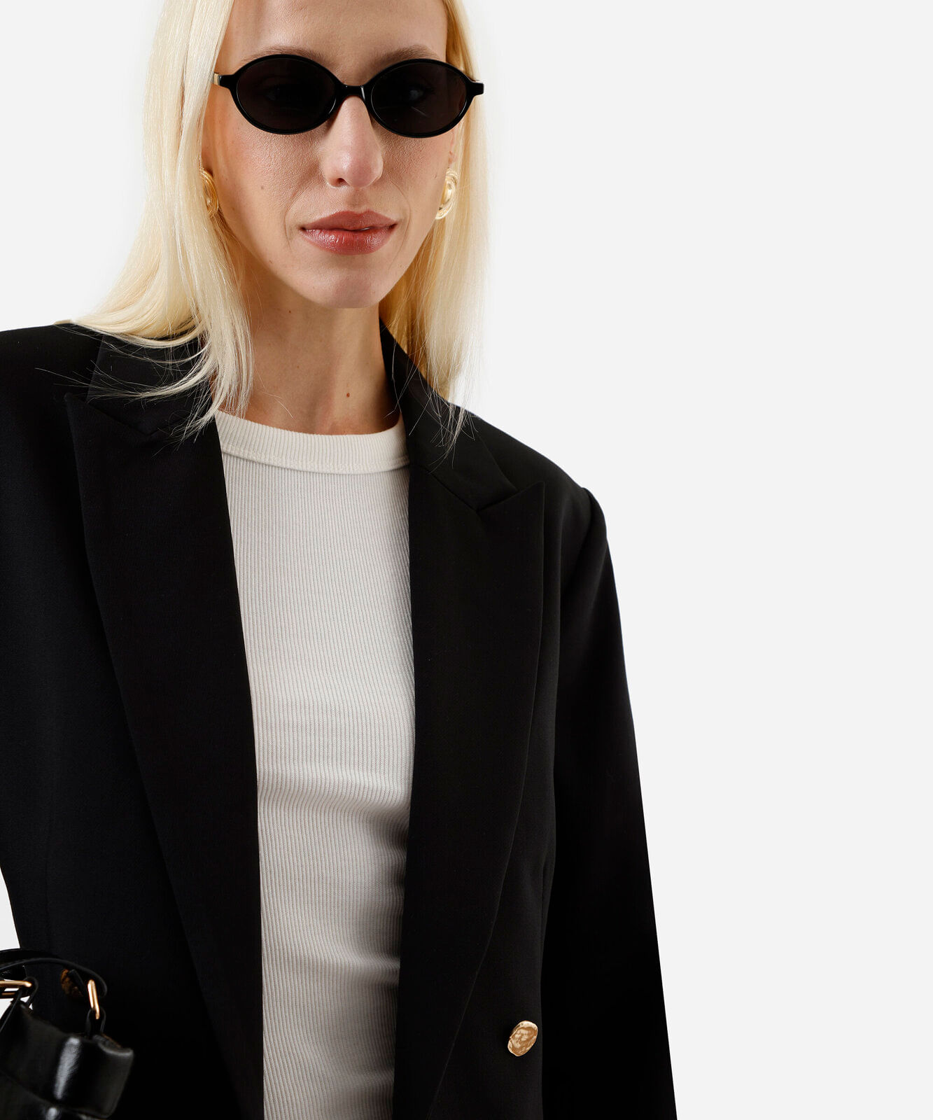 blazer de alfaiataria feminino com viscose preto