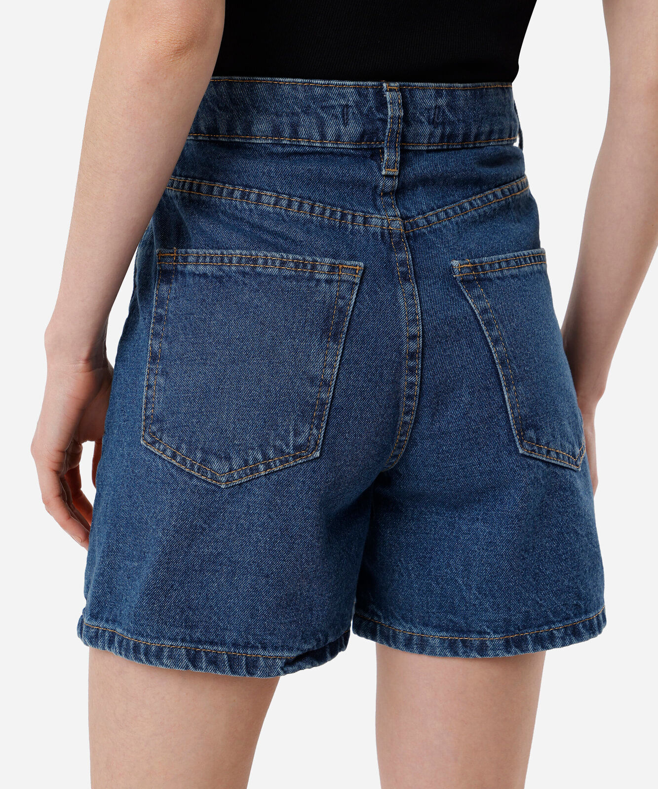 bermuda feminina jeans cintura alta azul