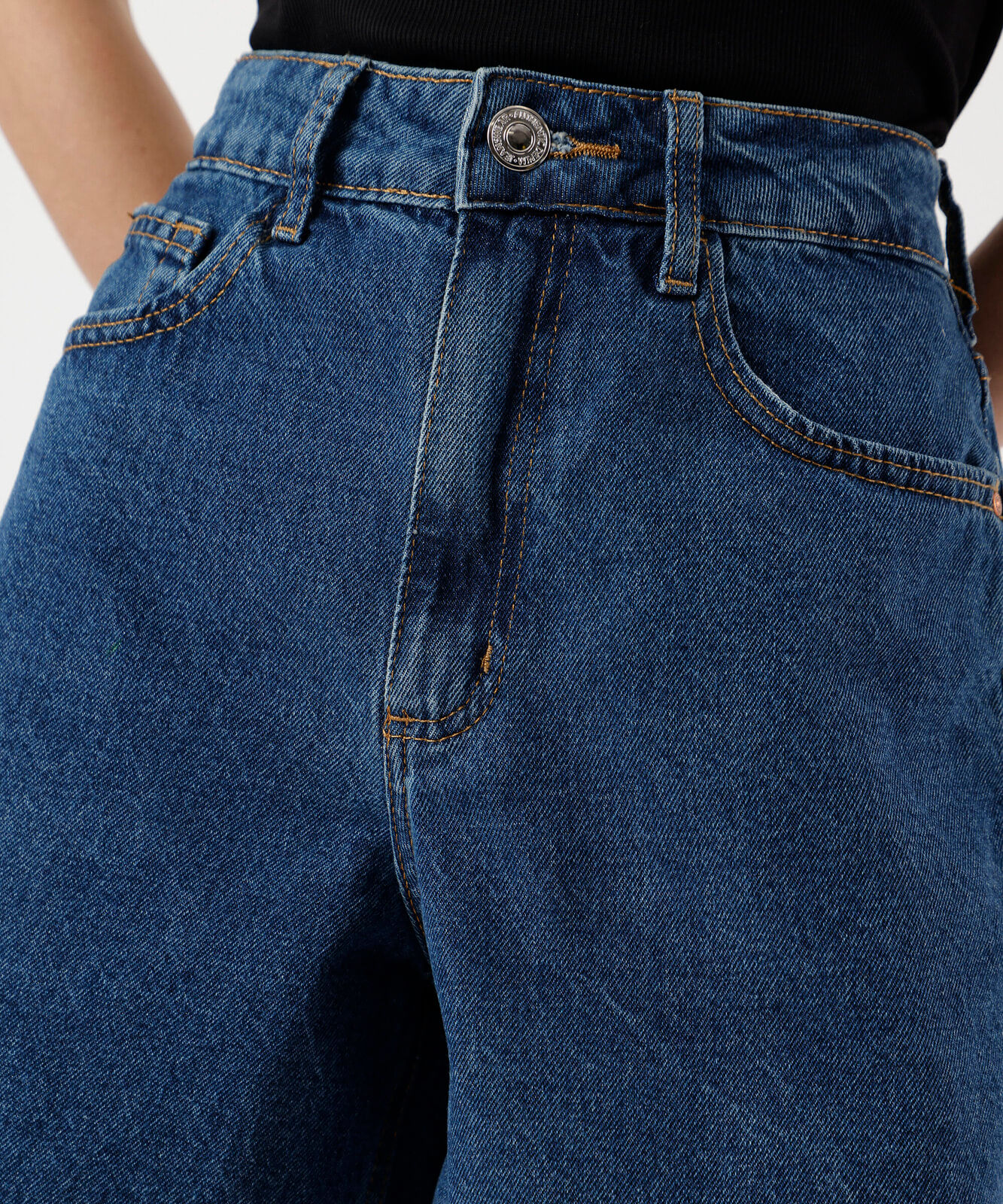 bermuda feminina jeans cintura alta azul