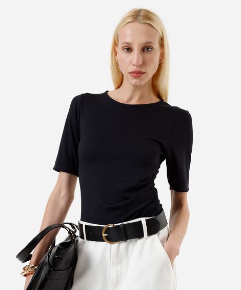 blusa feminina com viscose e pregas preta