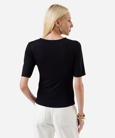 blusa feminina com viscose e pregas preta