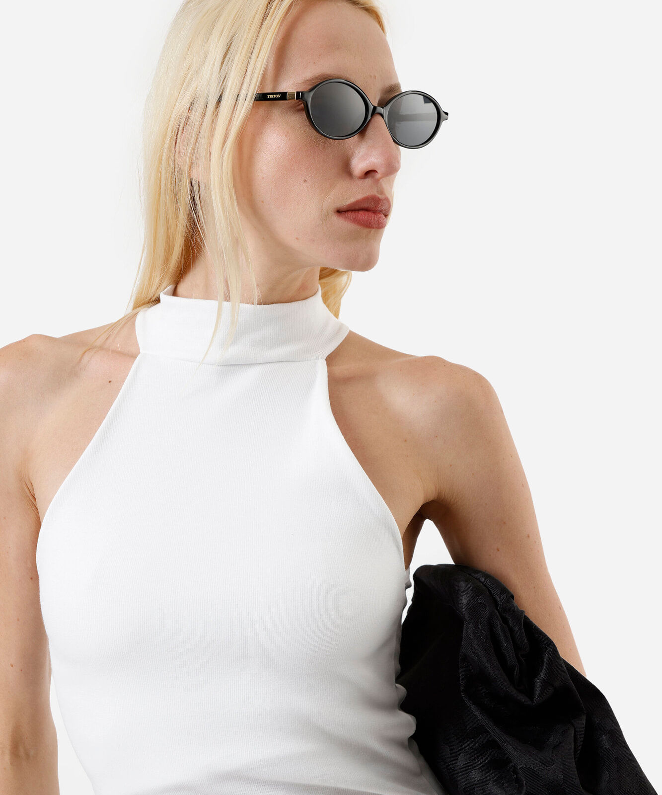 blusa halterneck feminina de algodão off white