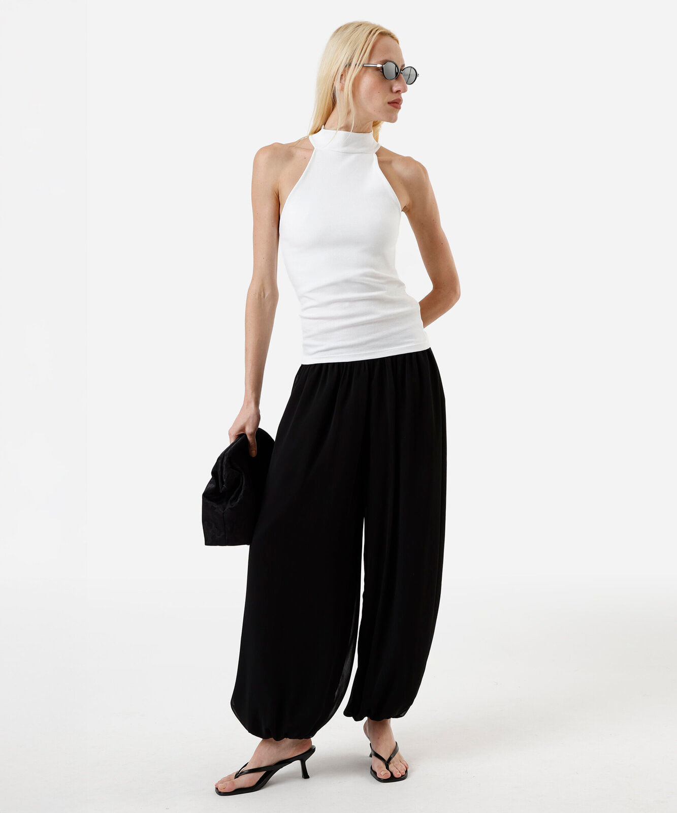blusa halterneck feminina de algodão off white