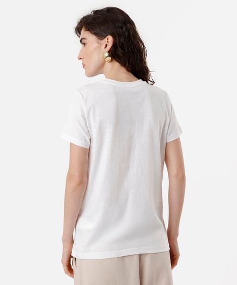 camiseta feminina de algodão estampada off white