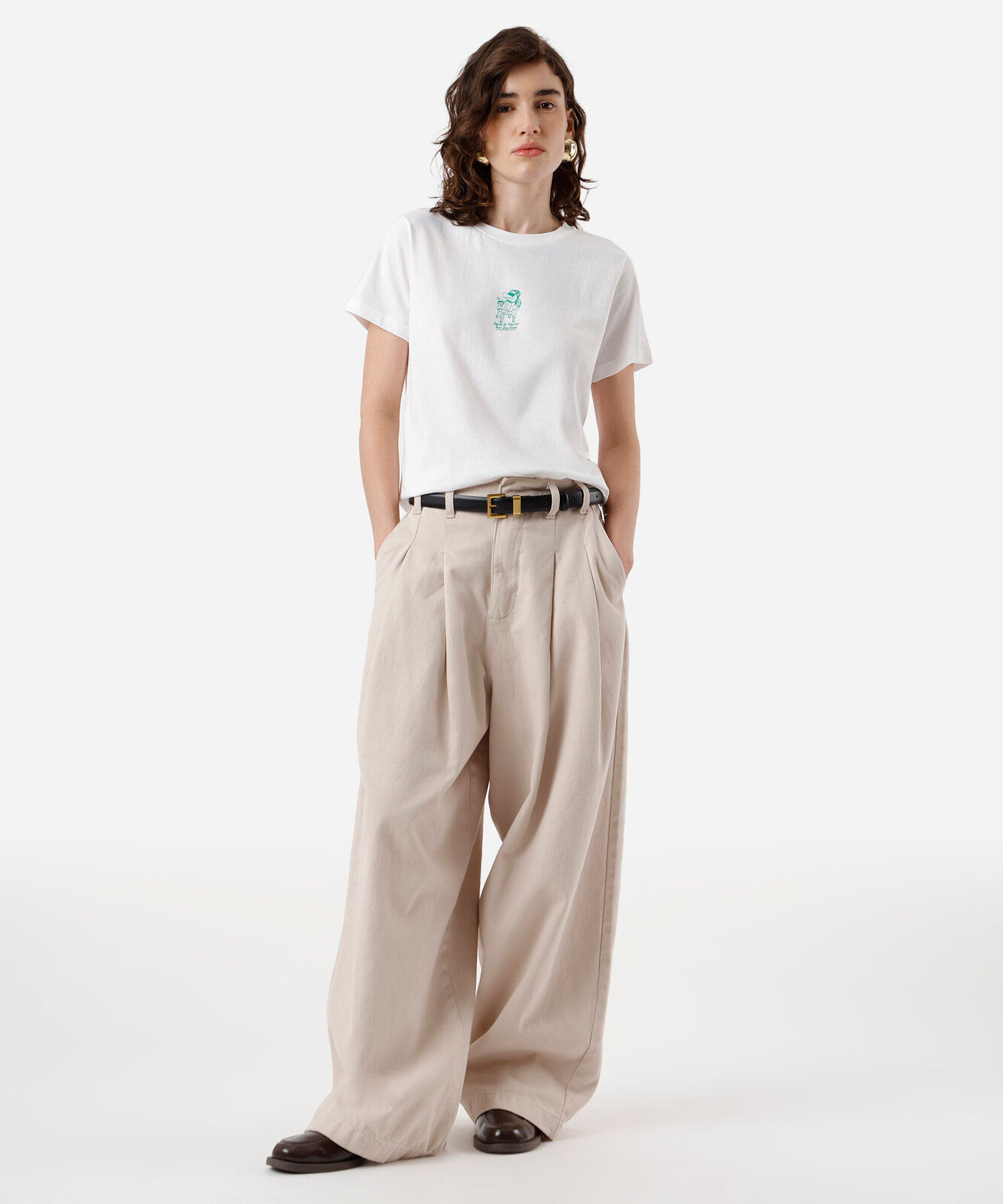 camiseta feminina de algodão estampada off white