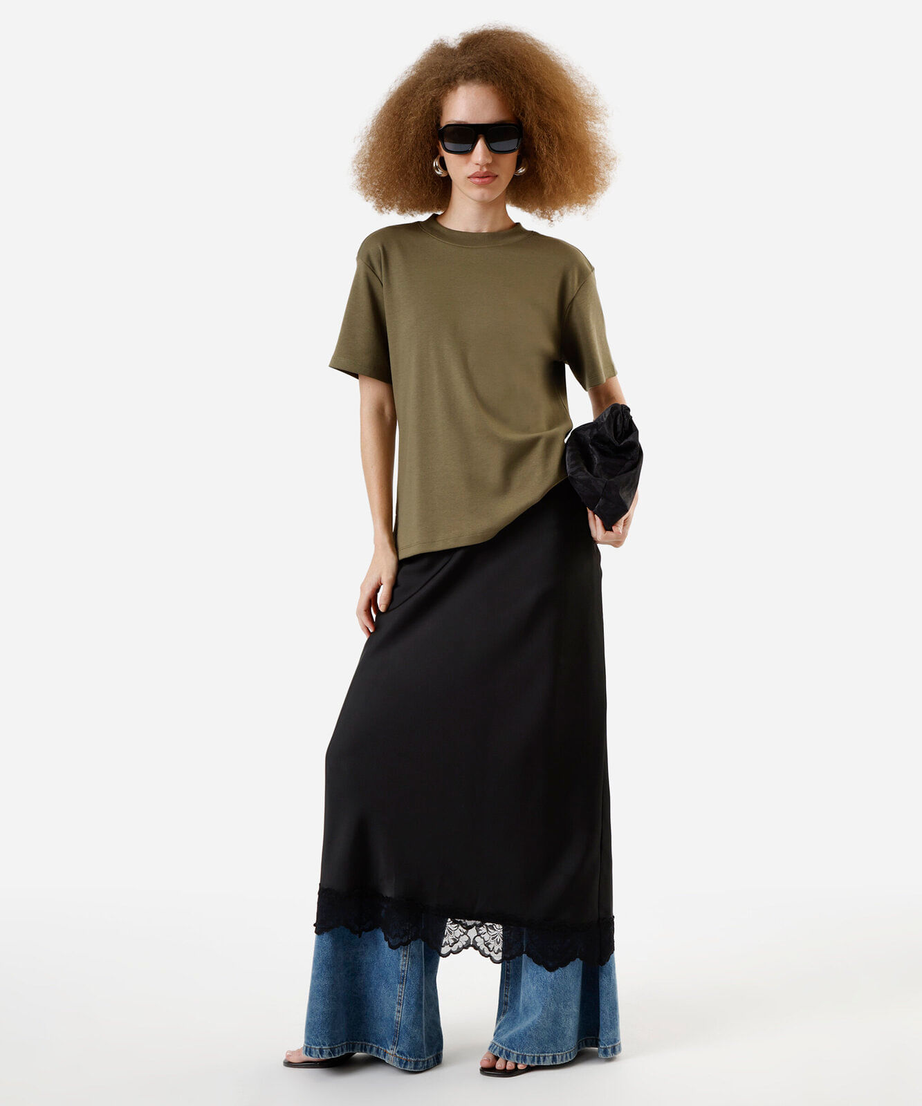 camiseta oversized feminina de algodão peruano interlock verde