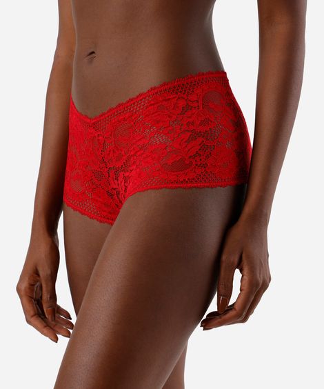 kit de 2 calcinhas caleçon feminino em renda floral colorido