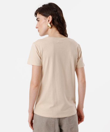 camiseta feminina de algodão mickey bege