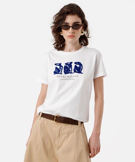 camiseta feminina de algodão texturizada henri matisse off white